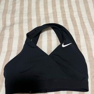 Nike Women's Black and White Cross-Front Sports Bra size Small